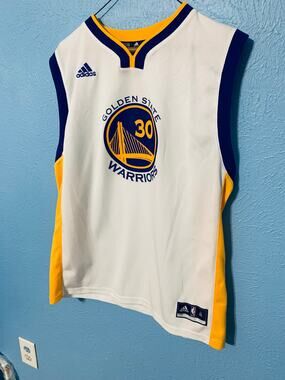 Golden State Warriors Adidas Licensed White Gold Steph Curry Jersey - Sz XL
